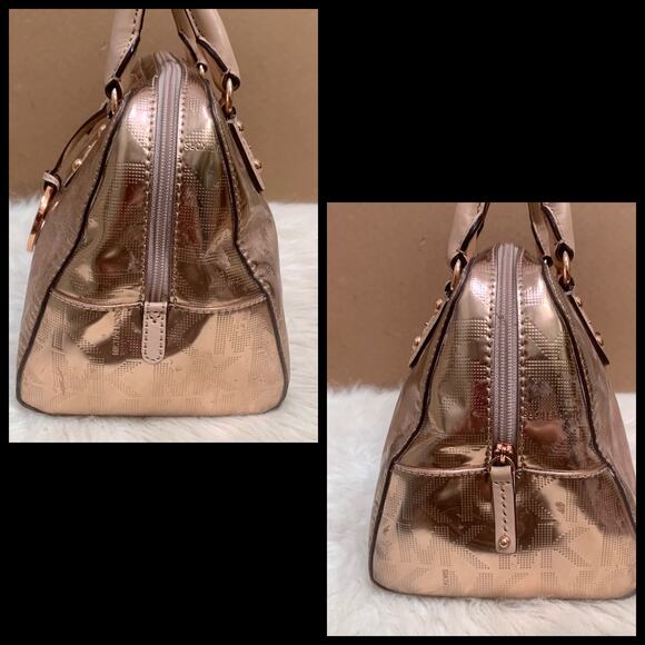 MICHAEL KORS Pink Gold Rose Gold Mirror Metallic Small Satchel w/Strap - Picture 3 of 16